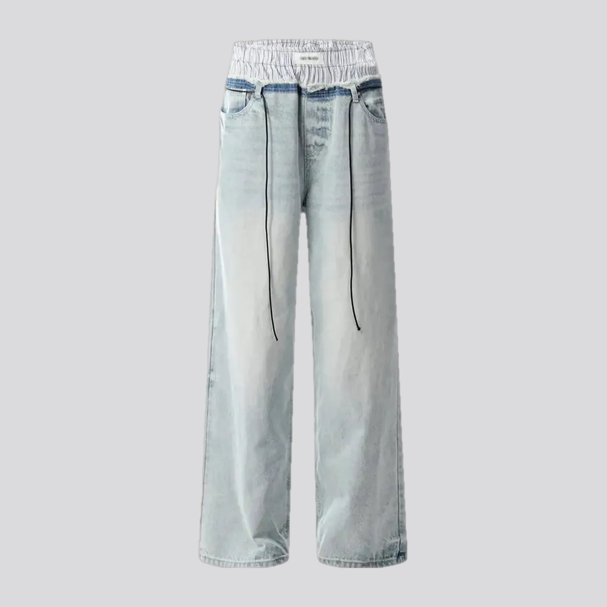 Graphic Caps Light pattern mid rise men's jeans