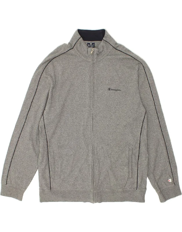 Practical Clothing CHAMPION Mens Tracksuit Top Jacket 2XL Grey Cotton