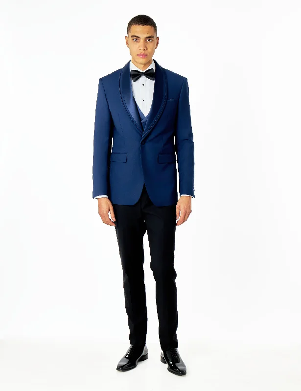 Fashionable Prints GREG – NAVY BLUE 3 PIECE TUXEDO WEDDING SUIT