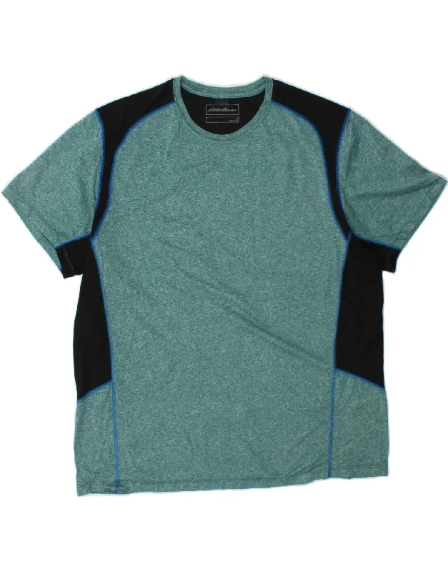 Outdoor Clothing EDDIE BAUER Mens T-Shirt Top Large Blue Colourblock Polyester