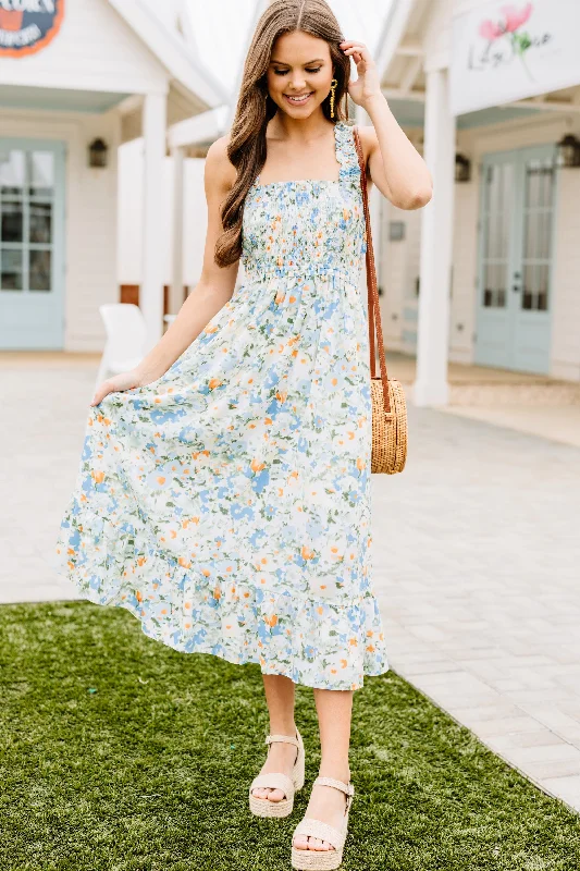 High Street Design Positive Outlooks Blue Floral Midi Dress