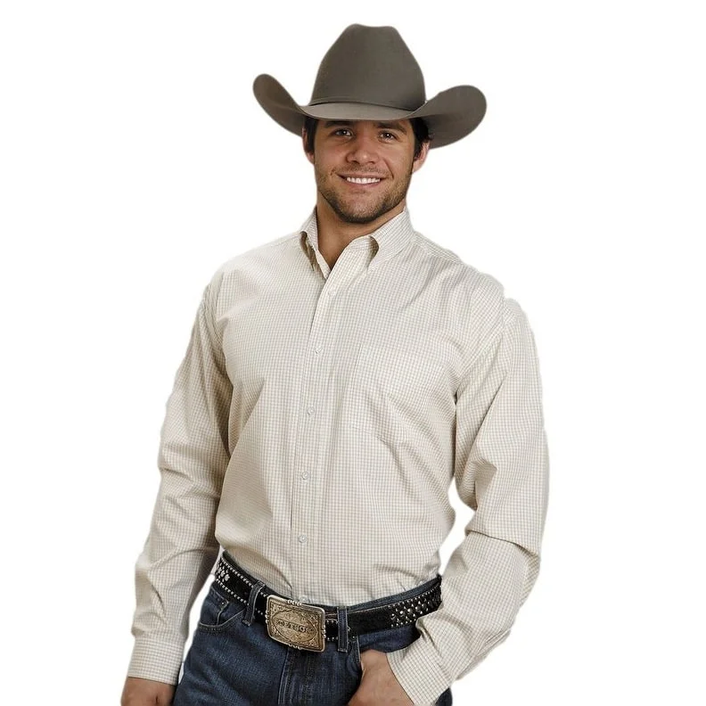 Lounge Wear Stetson Western Shirt Mens L/S Button Check Gold 11-001-0579-0032 YE