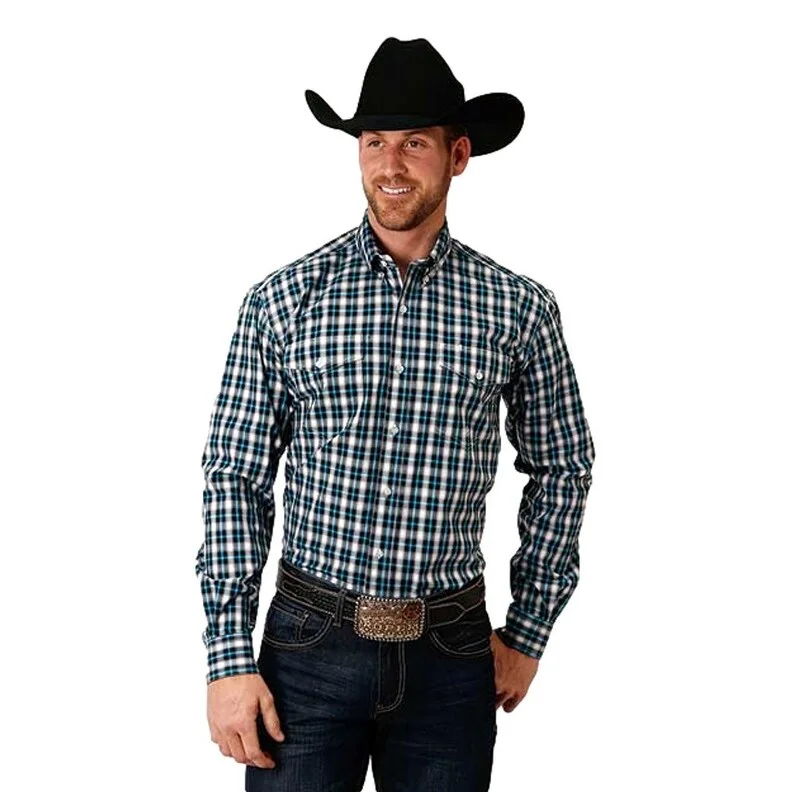 Lightwear Options Roper Western Shirt Mens L/S Ombre Plaid Black 03-001-0378-1031 BL