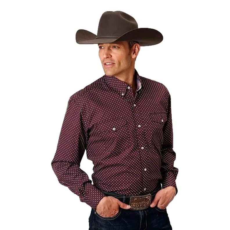 Cozy Fit Roper Western Shirt Mens L/S Geo Button Black 03-001-0625-0172 BL