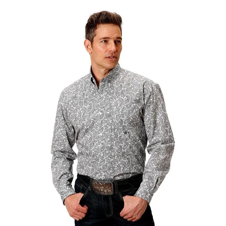 Lightweight Gear Roper Western Shirt Mens L/S Amarillo White 03-001-0326-2012 WH
