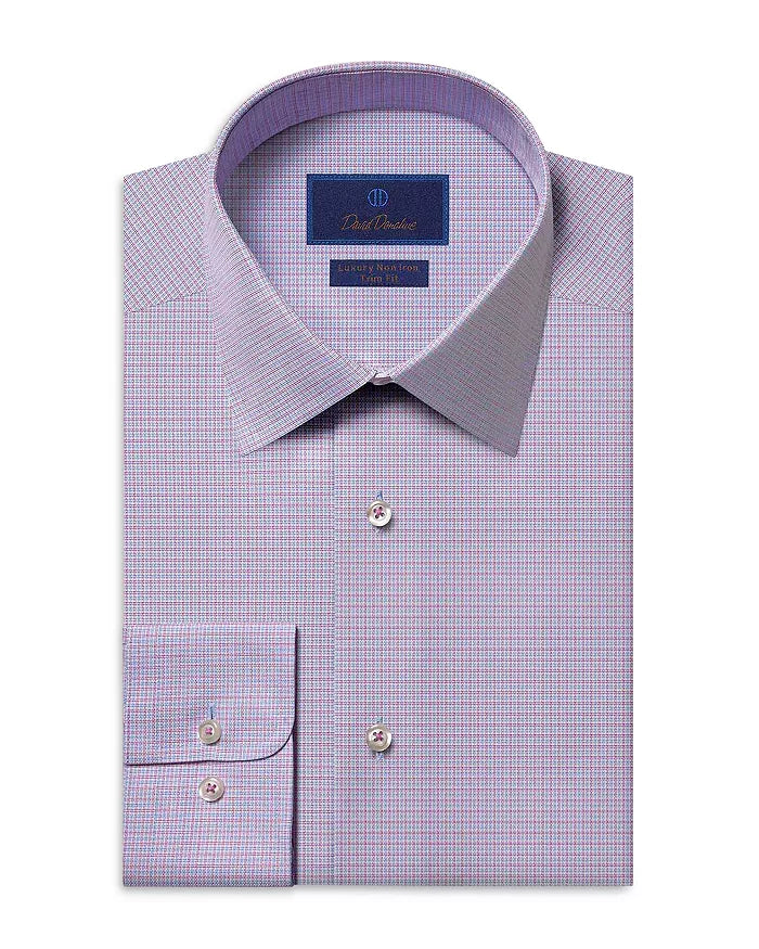 Designer Footwear David Donahue Berry Micro Textured Non-Iron Dress Shirt
