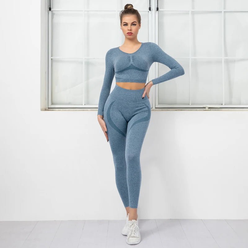 Personalized Design New Fashion 10 Color High Waist Seamless Women's Fitness Set