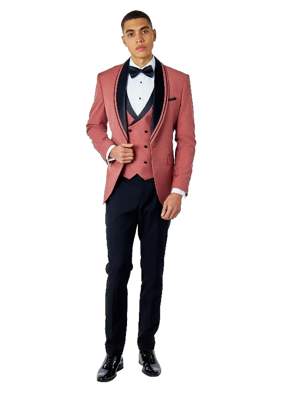 Luxury Style GREG – PINK BLACK 3 PIECE TUXEDO WEDDING SUIT