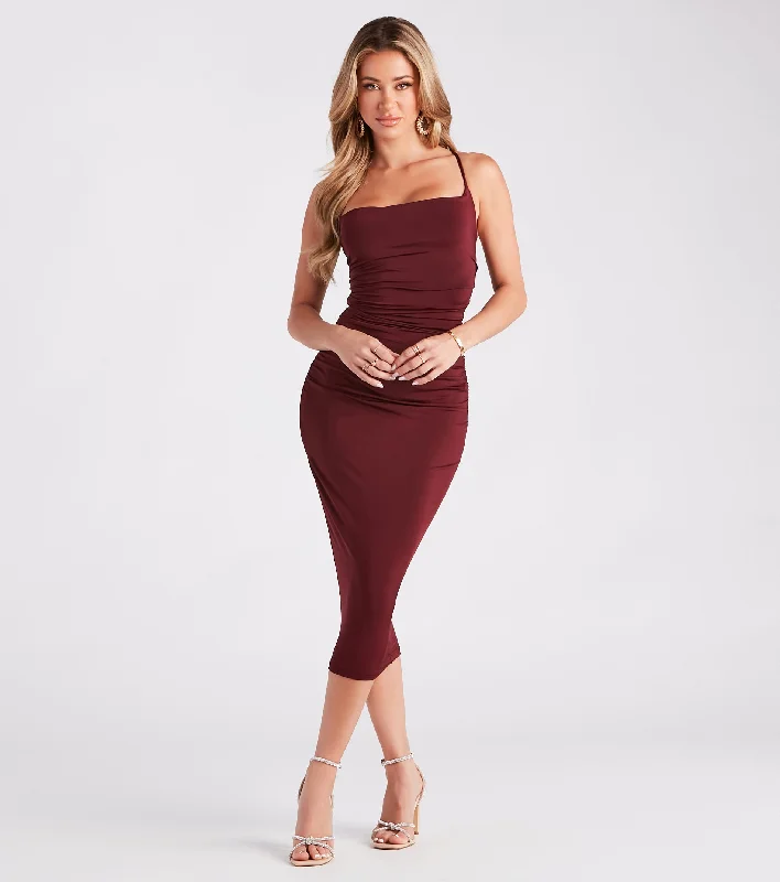 Fashion Wear Stunning Silhouette Lace-Up Bodycon Midi Dress