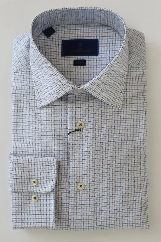 Comfortable Outfits David Donahue Blue/Chocolate Dress Shirt