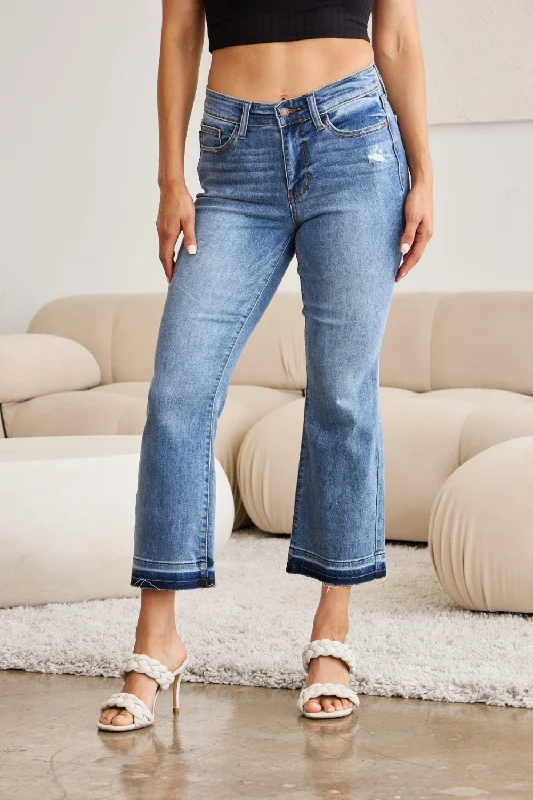 Classic Series Judy Blue Release Hem Cropped Bootcut Jeans