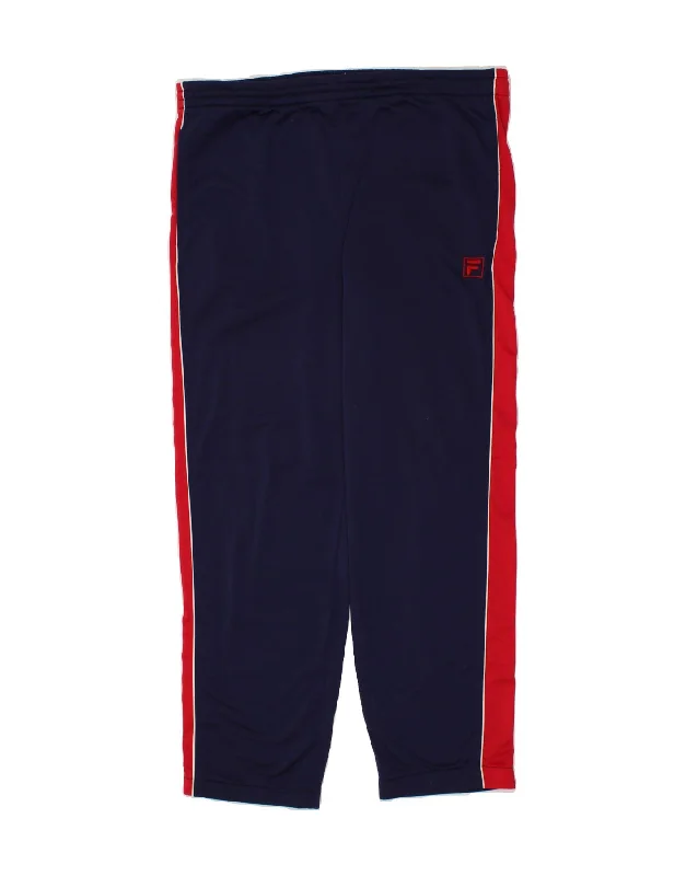 Simple Styles FILA Mens Tracksuit Trousers 2XL  Navy Blue Colourblock Polyester