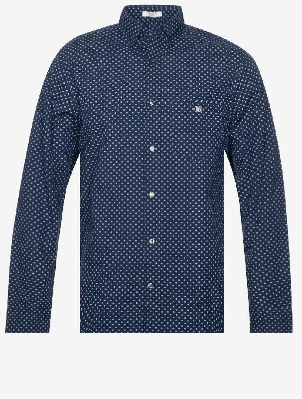 Techwear Fashion Regular Micro Print Shirt Marine
