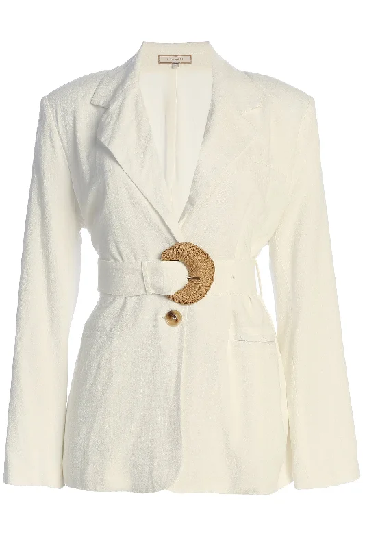 Minimalist Style Ivory Ocean Breeze Linen Blazer