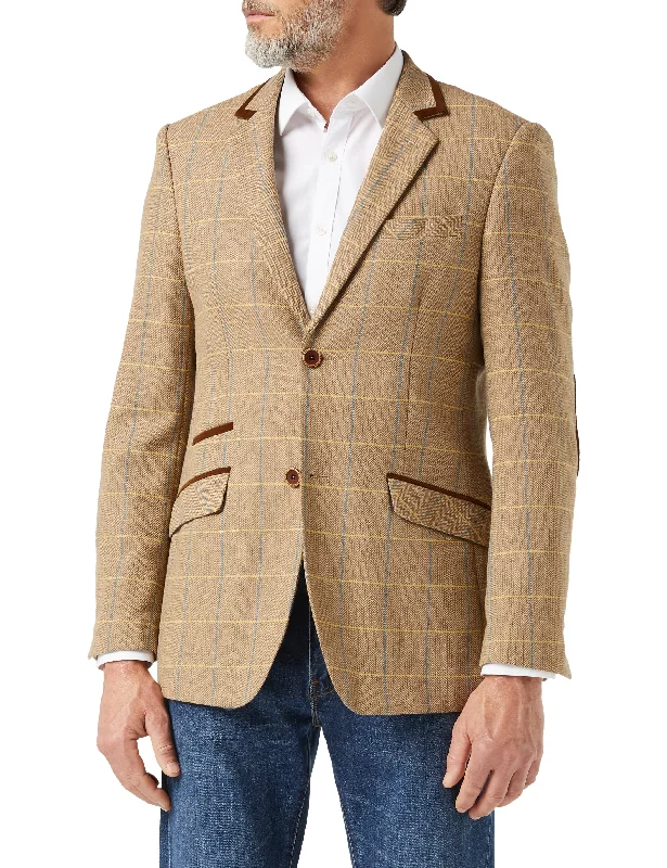 Classic Casual ELTON - Light Brown Tweed Check Blazer