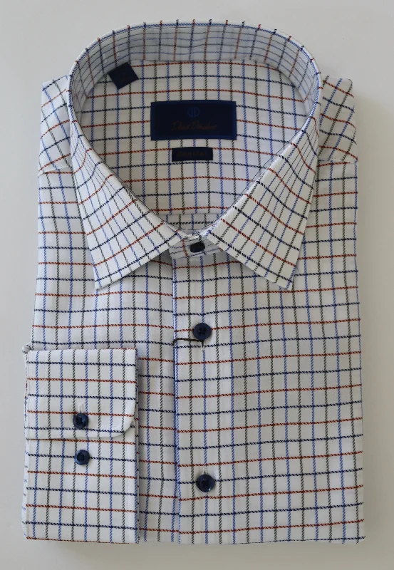 Sporty Suits David Donahue White/Pumpkin Dress Shirt