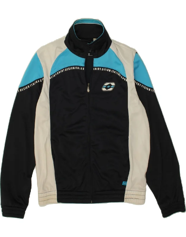 Functional Fashion LOTTO Mens Graphic Tracksuit Top Jacket Medium Navy Blue Colourblock