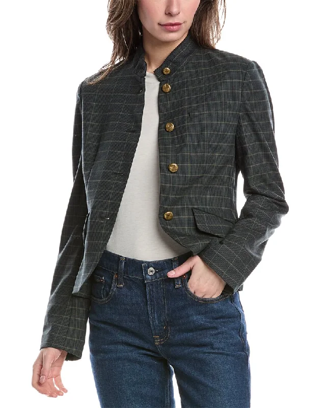 Unique Prints rag & bone Slade Cropped Plaid Wool-Blend Blazer