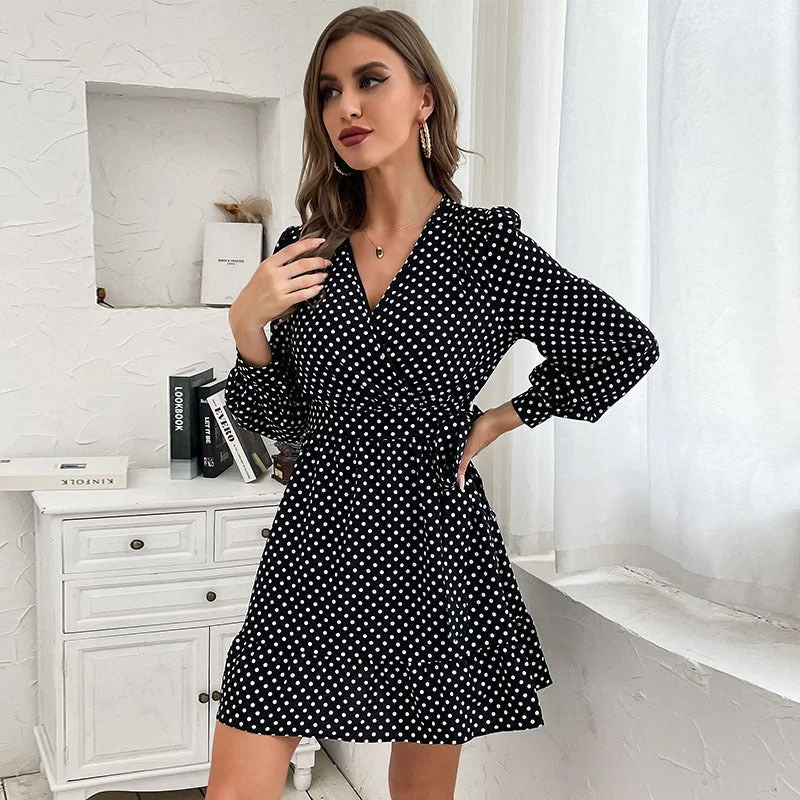 Cool Style Sareena Printed Wrap Dress - Blue Multi