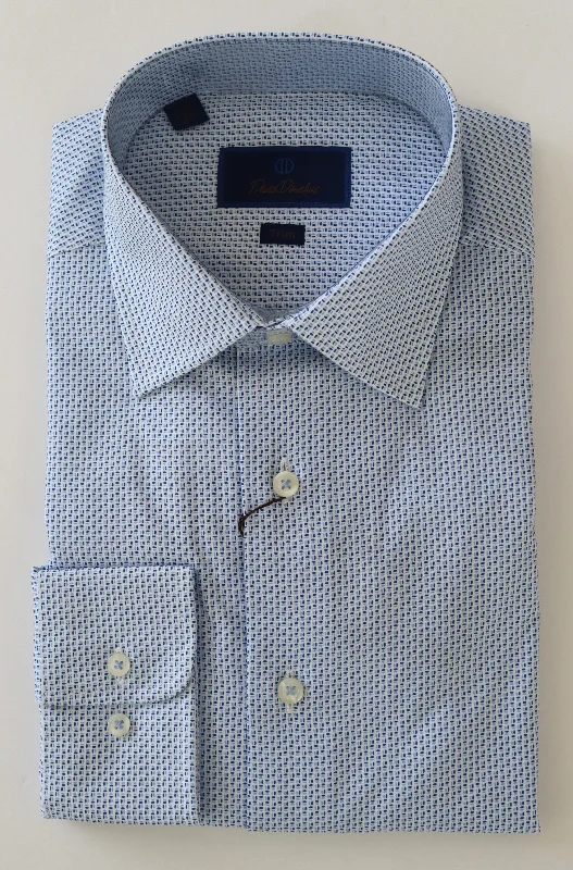 Relaxed Wear David Donahue Blue Trim Barrel Cuff Dress Shirt