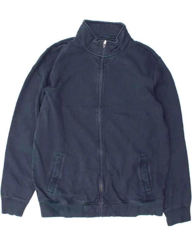 Sporty Look L.L.BEAN Mens Tall Tracksuit Top Jacket Large Navy Blue Cotton