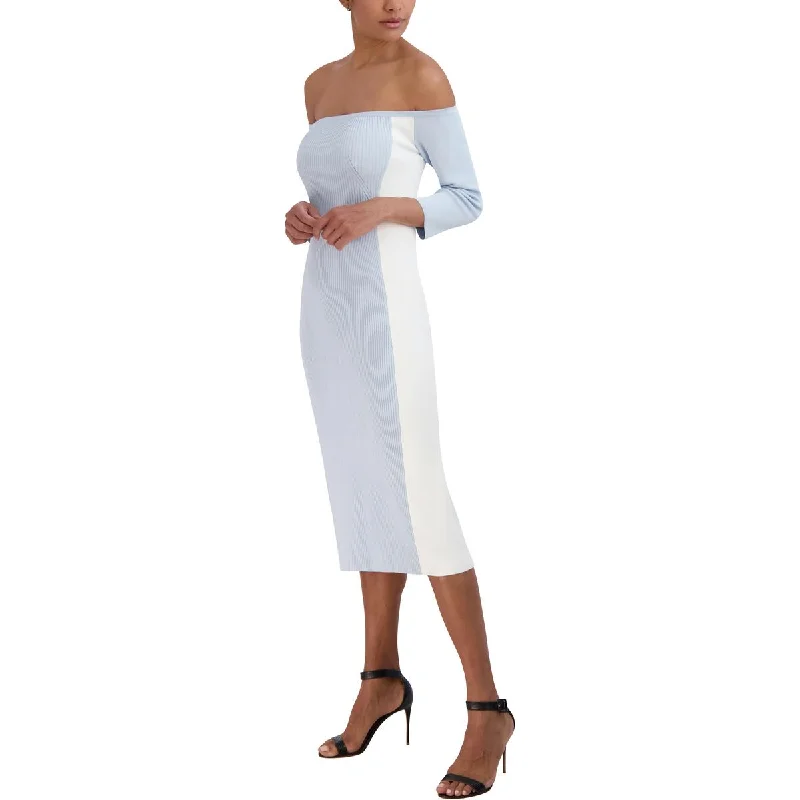 Exquisite Craftsmanship BCBGMAXAZRIA Womens Below Knee Stretch Midi Dress