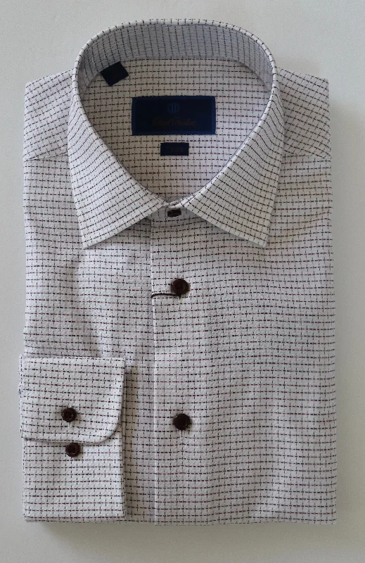 Essential Wardrobe David Donahue Dress Shirt - White/Merlot (Trim)