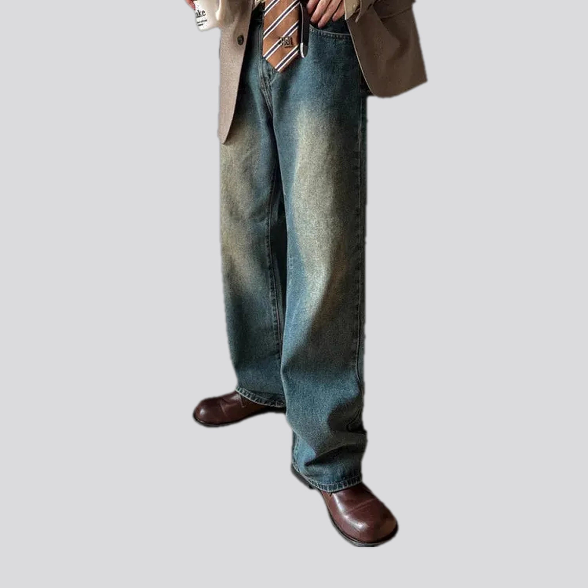 Leather Pants Stylish faded men's jeans