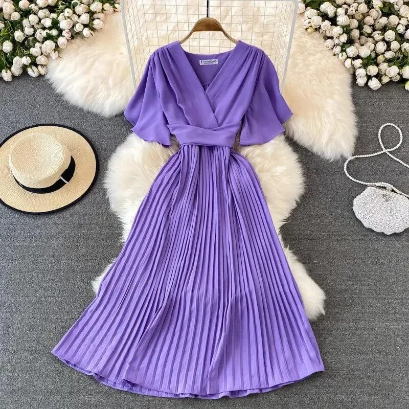 Perfect Tailoring Terry Pleated Luxe Summer Dress