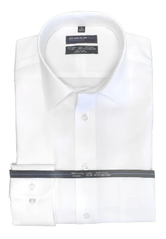 Street Tees Leo Chevalier 100% Cotton Non-Iron White Dress Shirt Tall Fit - 225170/QT 0137