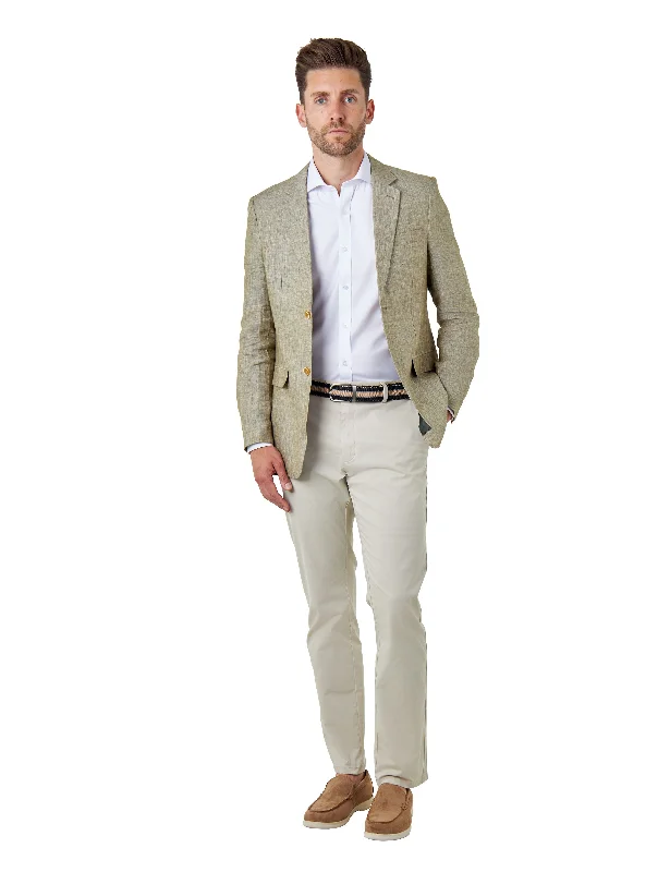 All-Day Wear LEWIS - Sage Green Linen Tailored Fit Summer Suit Blazer