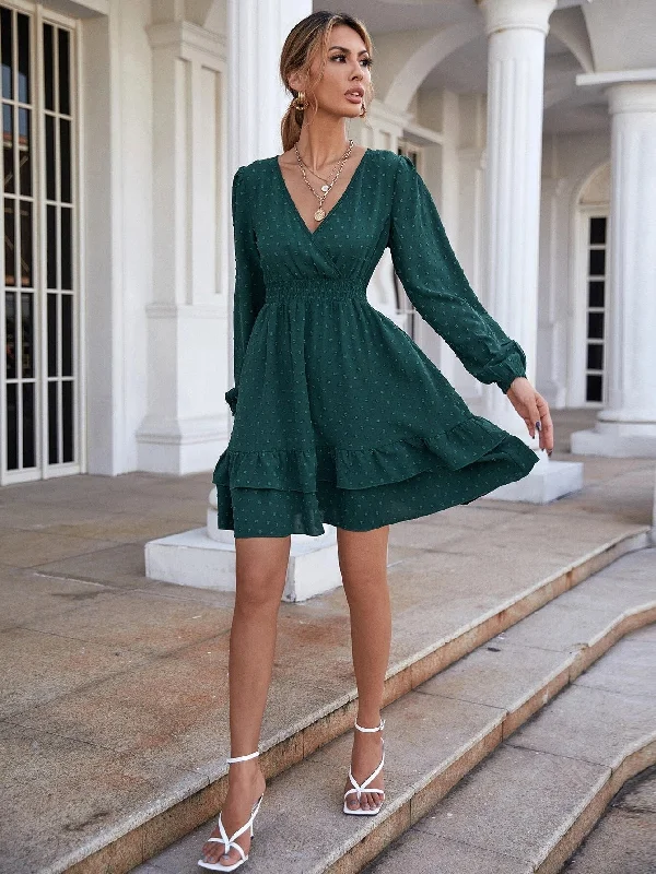End Of The Year Samar Satin Embossed Cowl Neck Dress - Hunter Green