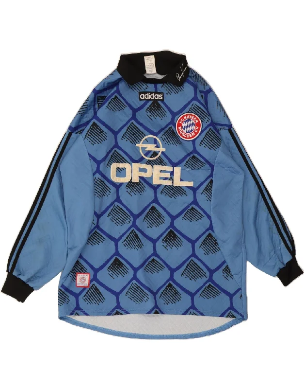 Casual Jackets ADIDAS Mens  Bayern Munich Kahn 1 1995-1997 Football Shirt XL Blue Check