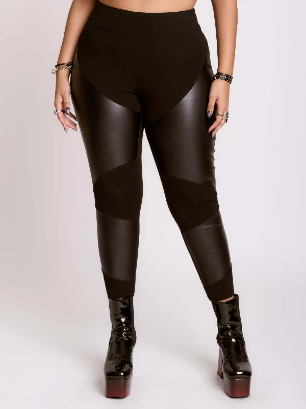 Minimal Style Vegan Leather Moto Legging