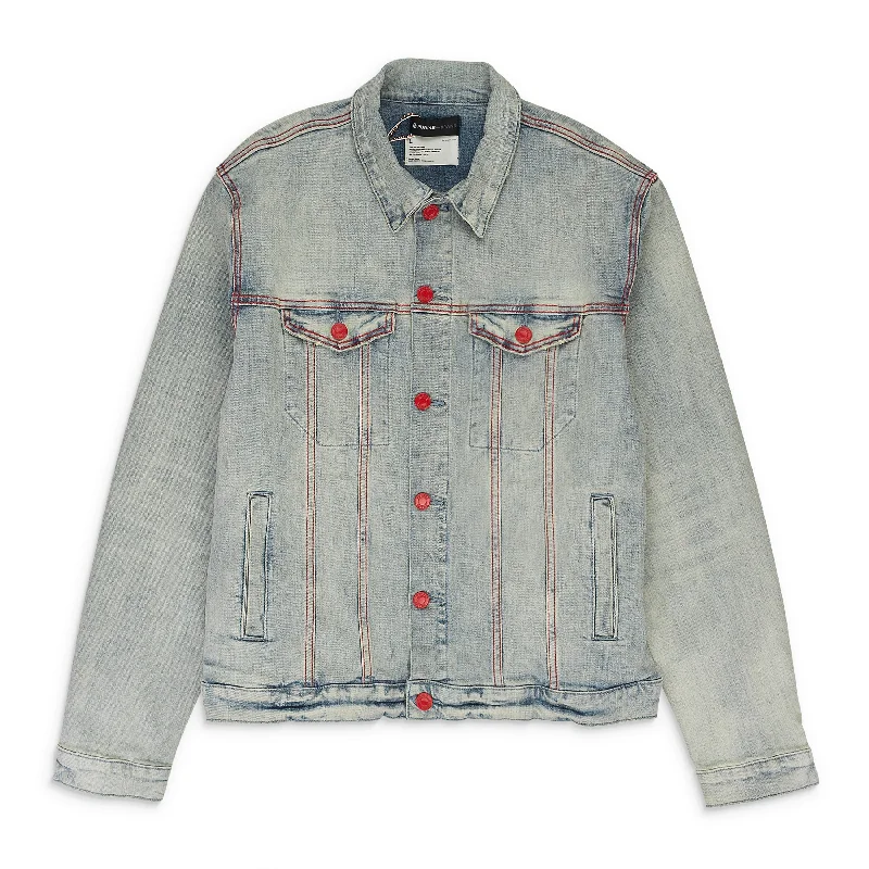 Modern Casuals LIGHT RED POP TRUCKER Indigo DENIM JACKETS