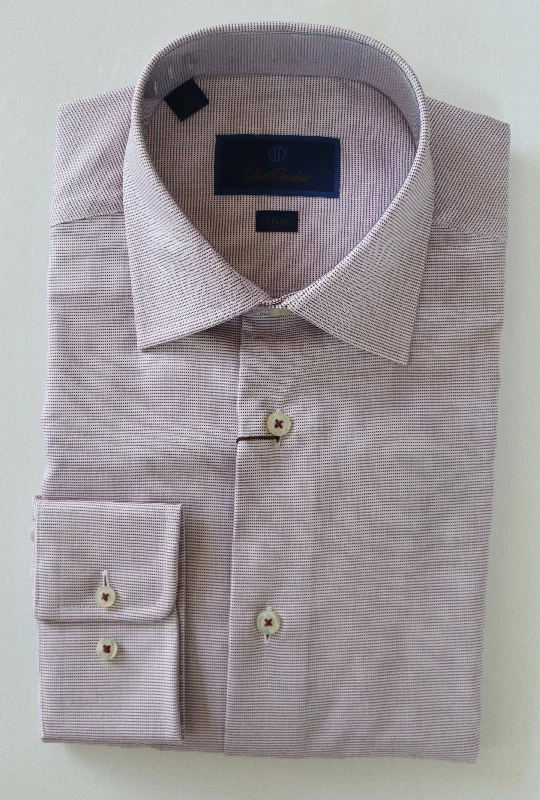 Street Style David Donahue Dress Shirt - Wine (Trim)