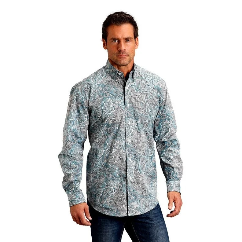 Tailored Coats Stetson Western Shirt Mens L/S Button Up Green 11-001-0526-2016 GR