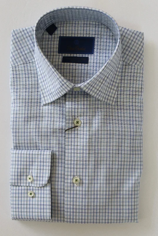 Cozy Apparel David Donahue Dress Shirt - Sky/Olive (Trim)