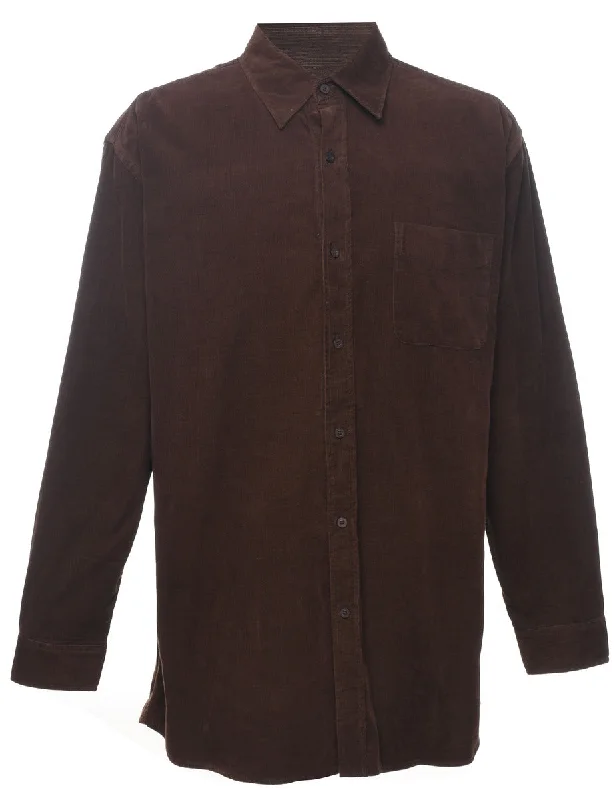 Lounge Wear Corduroy Dark Brown Shirt - L