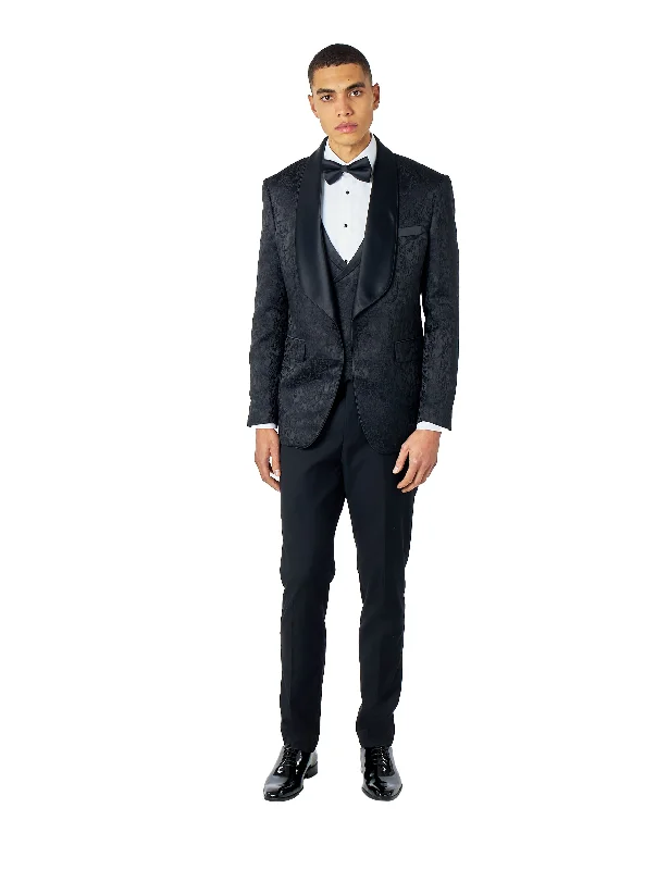 Jogging Jackets LOUIS – TUXEDO JACKET IN BLACK IN DAMASK PRINT