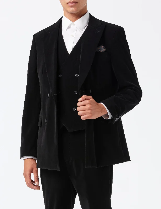 Outdoor Clothing MATTHEW – BLACK CORDUROY JACKET & WAISTCOAT