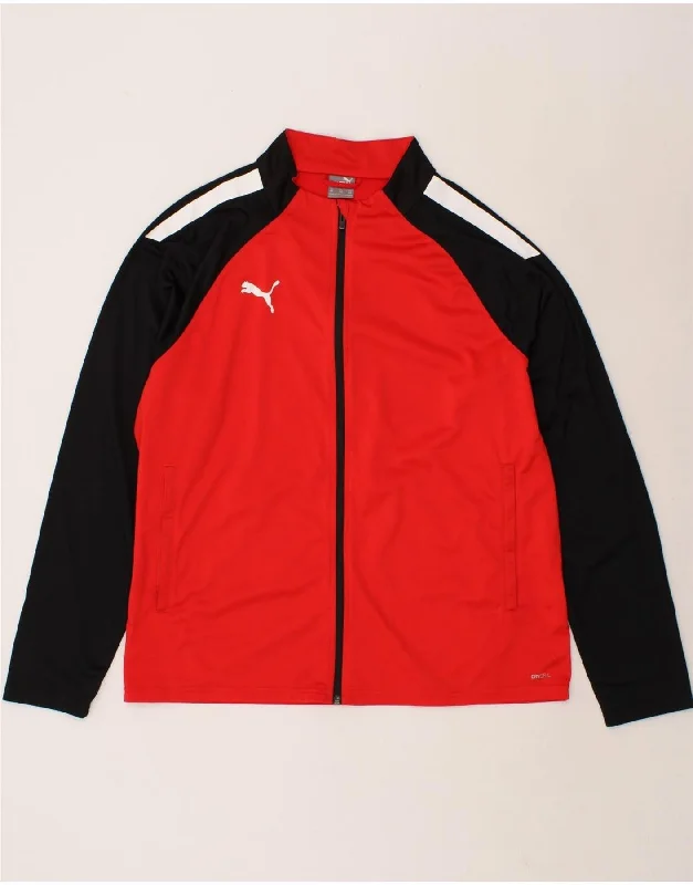 Luxury Comfort PUMA Mens Tracksuit Top Jacket 2XL Red Colourblock Polyester