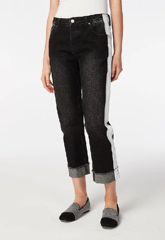 Casual Chic Contrast Side Denim Jeans
