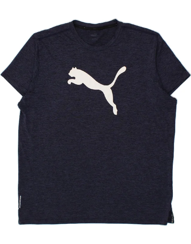 Casual Hoodies PUMA Mens Graphic T-Shirt Top 2XL Navy Blue Flecked