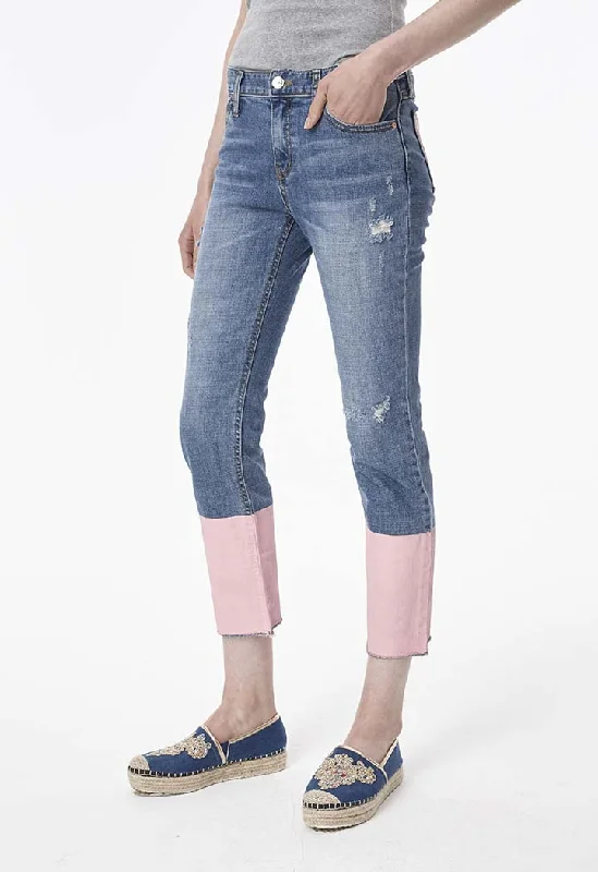 Comfortable Outfits Pink Print Denim