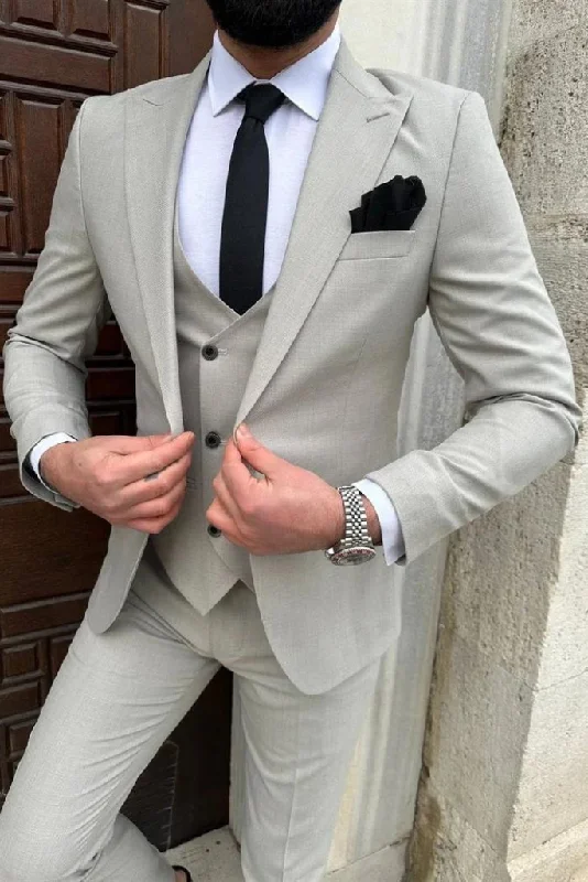 Utility Vests Grey Three Piece Suit Men's Beach Wedding Suit Formal Party Wear Suit Slim Fit Suit Groomsmen Suit Bespoke Utility Vests Grey Three Piece Suit Men's Beach Wedding Suit Formal Party Wear Suit Slim Fit Suit Groomsmen Suit Bespoke