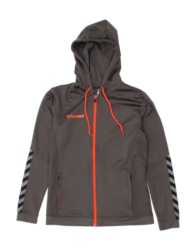 Comfy Jackets HUMMEL Mens Graphic Hooded Tracksuit Top Jacket Small Grey Colourblock