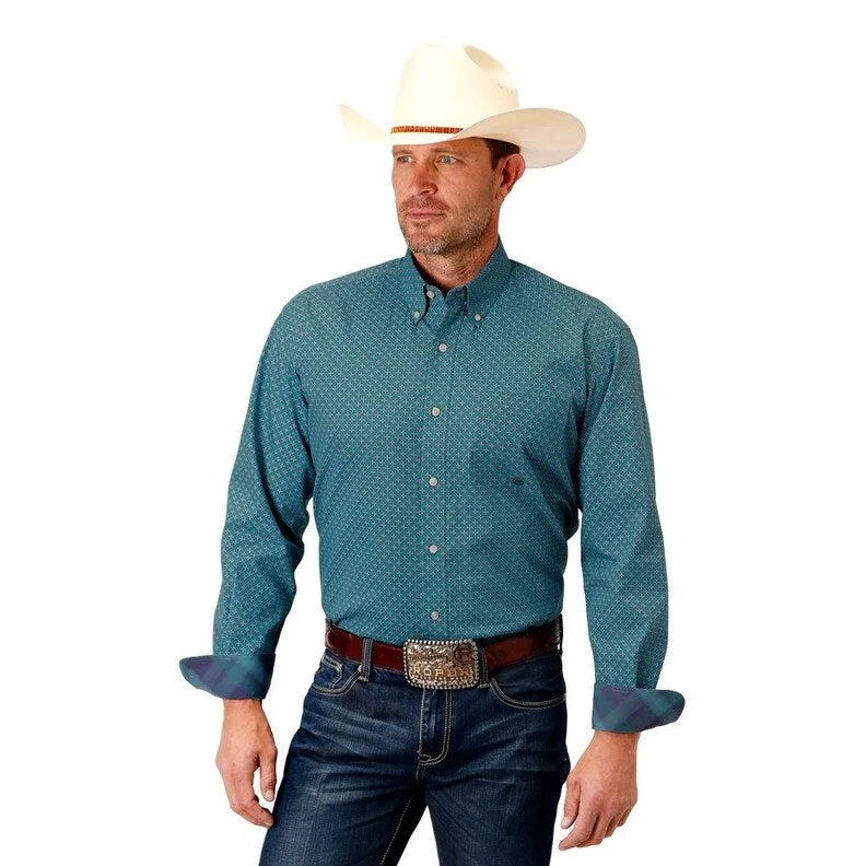 Statement Shoes Roper Western Shirt Mens Long Sleeve Collar Purple 03-001-0326-2008 PU