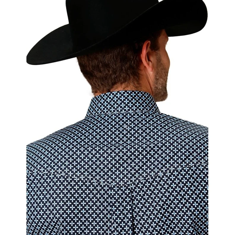 Outdoor Wear Roper Western Shirt Mens L/S Print Button Blue 03-001-0625-2014 BU