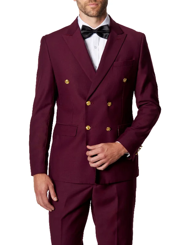 Leather Pants MAROON DOUBLE BREASTED GOLD BUTTON JACKET